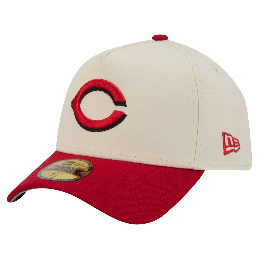  Cincinnati Reds New Era Chrome A-Frame 59FORTY Fitted Hat - Cream