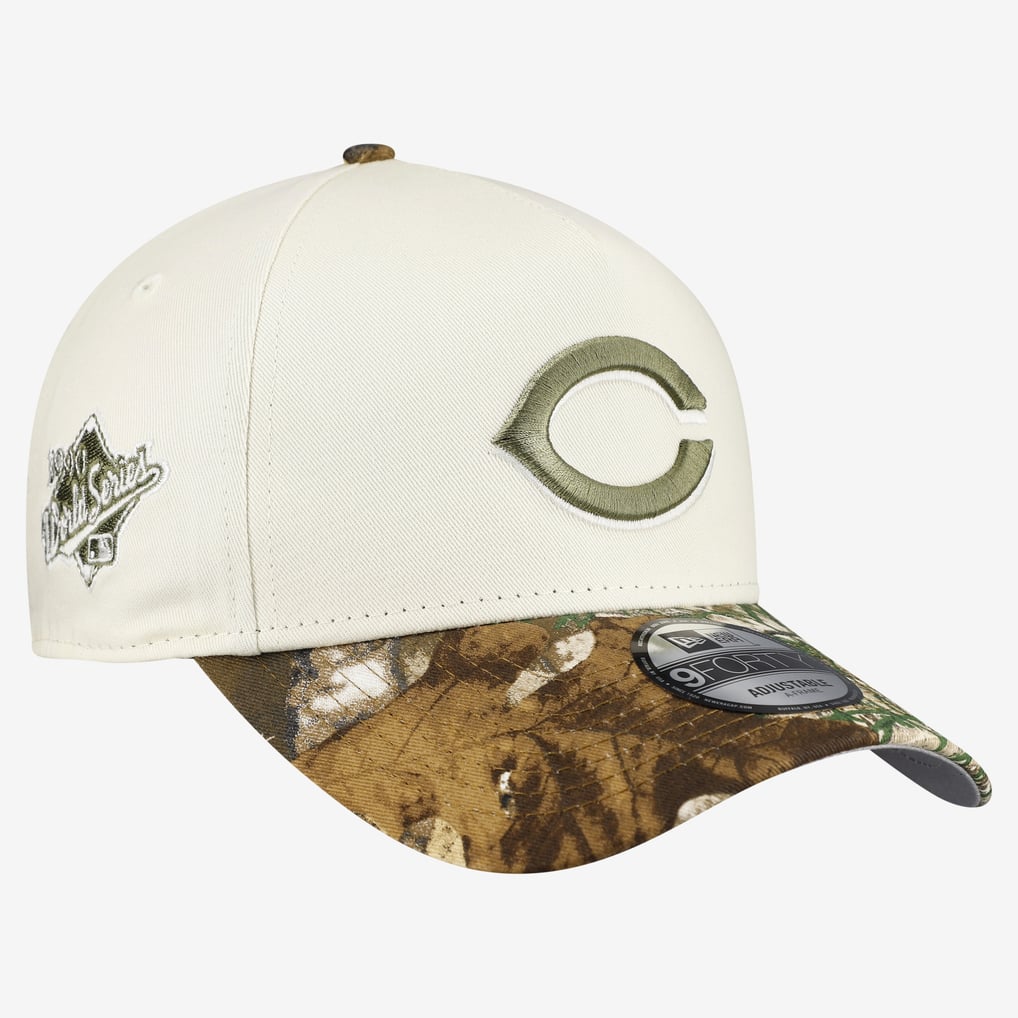 Cincinnati Reds New Era 9FORTY A-Frame Adjustable Hat - Cream/Realtree Camo
