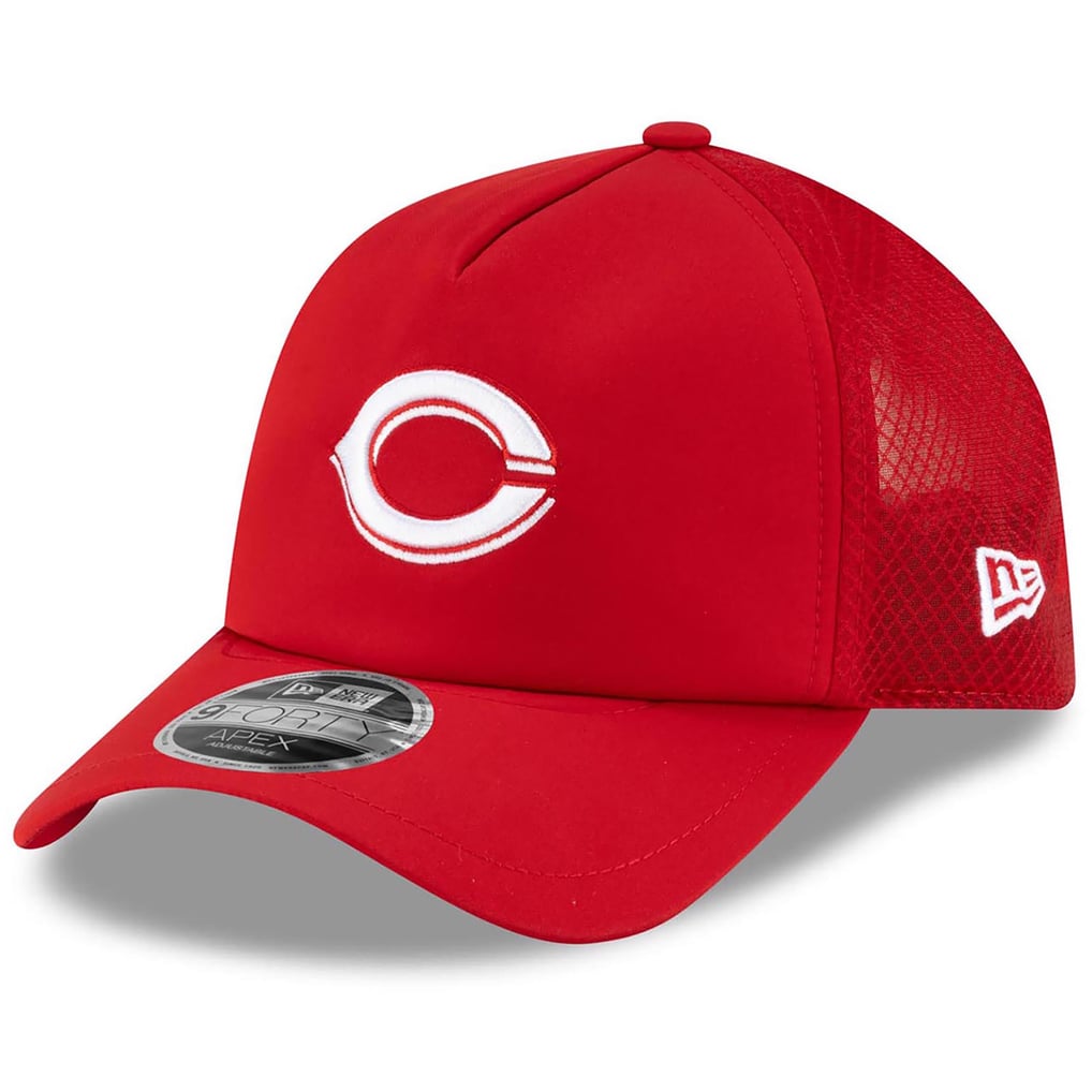 Cincinnati Reds New Era 2026 Batting Practice Apex 9FORTY Adjustable Trucker Hat - Red