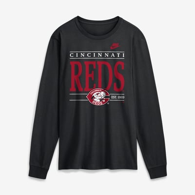 Cincinnati Reds Nike Cooperstown Graphic Long Sleeve T-Shirt - Black