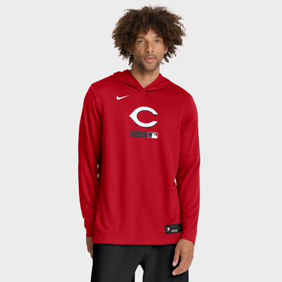 Cincinnati Reds Nike Authentic Collection Dri-FIT Long Sleeve Hooded T-Shirt - Red