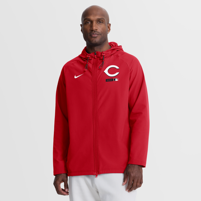 Cincinnati Reds Nike Authentic Collection Raglan Therma-FIT Full-Zip Hooded Jacket - Red
