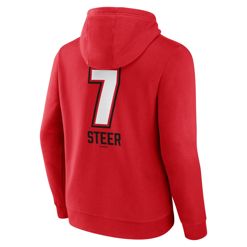 Spencer Steer Cincinnati Reds Name & Number Fastball Pullover Hoodie - Red