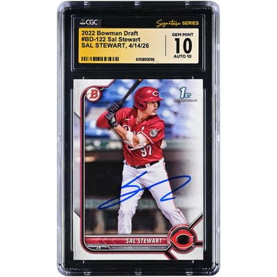 Sal Stewart Cincinnati Reds Autographed 2022 Bowman Draft #BD-122 CGC Fanatics Witnessed Authenticated 10/10 Card
