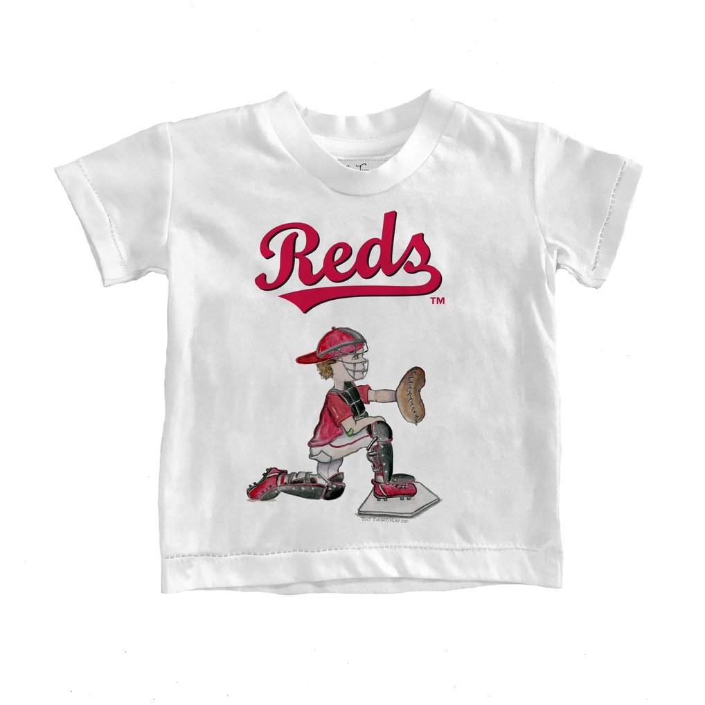 Cincinnati Reds Tiny Turnip Toddler Caleb the Catcher T-Shirt - White