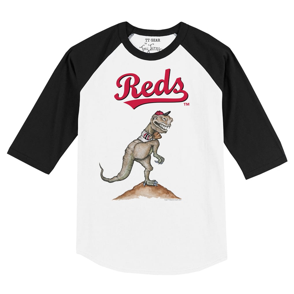 Cincinnati Reds Tiny Turnip Toddler TT Rex Raglan 3/4 Sleeve T-Shirt - White/Black