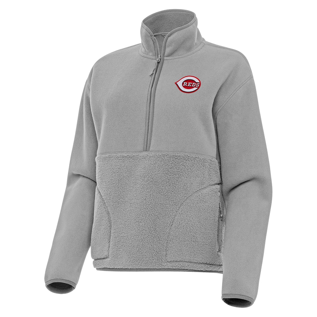 Cincinnati Reds Antigua Women's Figure Half-Zip Sweatshirt - Gray