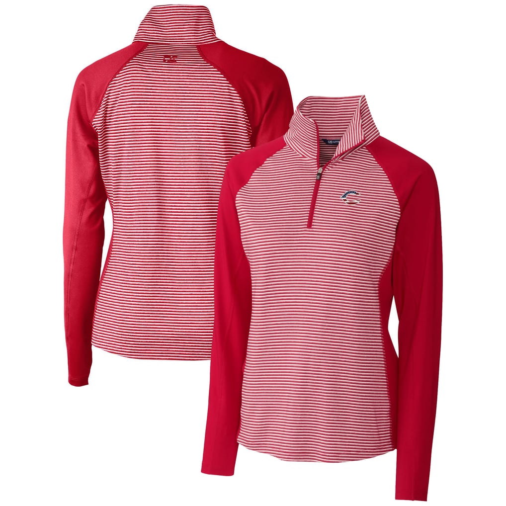 Cincinnati Reds Cutter & Buck Women's Americana Logo Forge Tonal Stripe Stretch Half-Zip Pullover Top - Cardinal