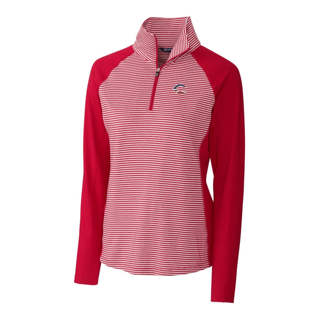 Cincinnati Reds Cutter & Buck Women's Americana Logo Forge Tonal Stripe Stretch Half-Zip Pullover Top - Cardinal