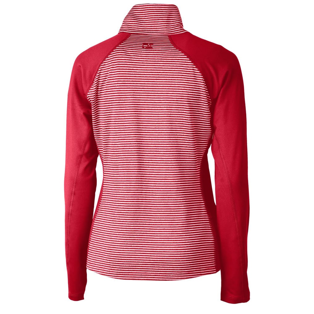 Cincinnati Reds Cutter & Buck Women's Americana Logo Forge Tonal Stripe Stretch Half-Zip Pullover Top - Cardinal