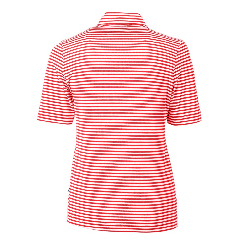 Cincinnati Reds Cutter & Buck Women's Virtue Eco Pique Stripe Recycled Quarter-Zip Pullover Top - Red