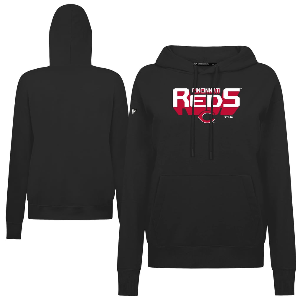 Cincinnati Reds Levelwear Women's Adorn Retro 3D Pullover Hoodie - Black