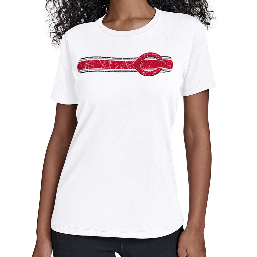 Cincinnati Reds Starter Women's Team Stripe T-Shirt - White