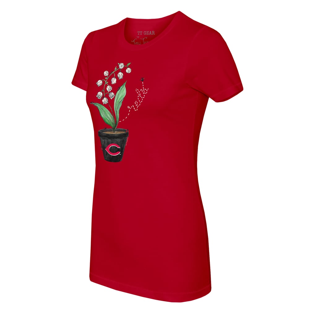 Cincinnati Reds Tiny Turnip Women's Lilies & Ladybugs T-Shirt - Red