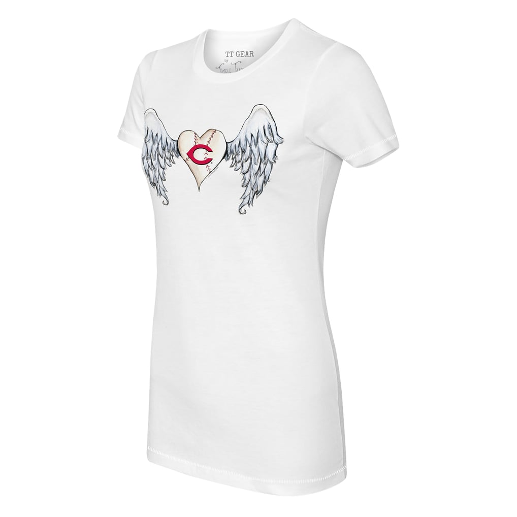 Cincinnati Reds Tiny Turnip Women's Angel Wings T-Shirt - White