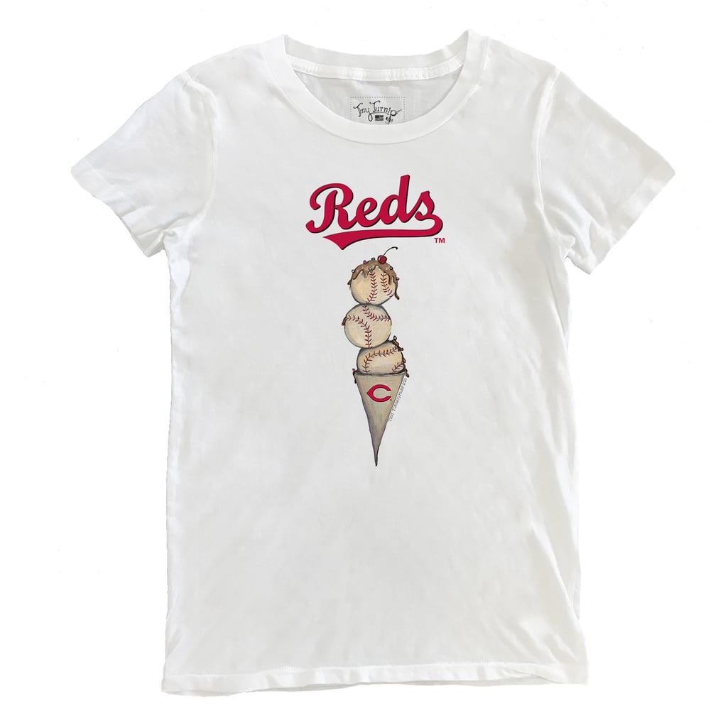 Cincinnati Reds Tiny Turnip Women's Triple Scoop T-Shirt - White