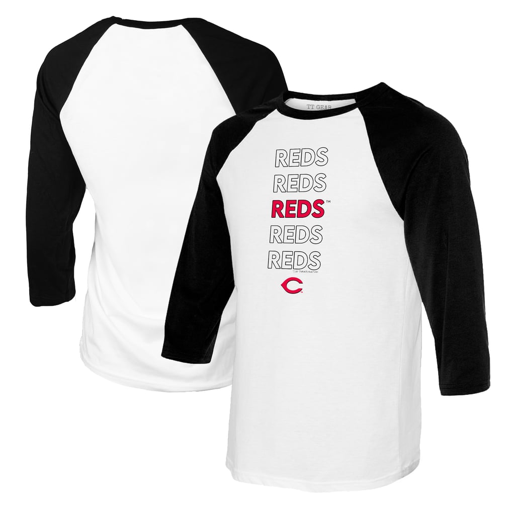 Cincinnati Reds Tiny Turnip Women's Stacked 3/4-Sleeve Raglan T-Shirt - White/Black