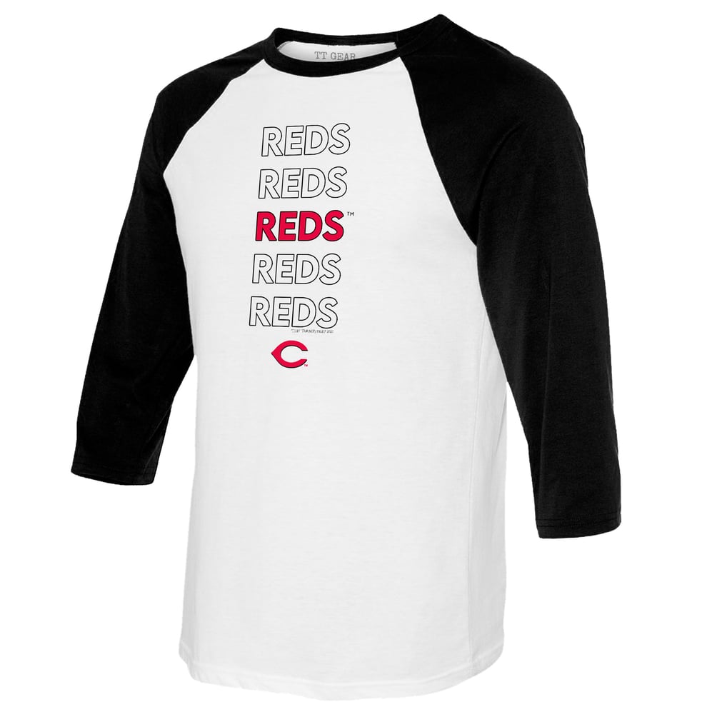 Cincinnati Reds Tiny Turnip Women's Stacked 3/4-Sleeve Raglan T-Shirt - White/Black