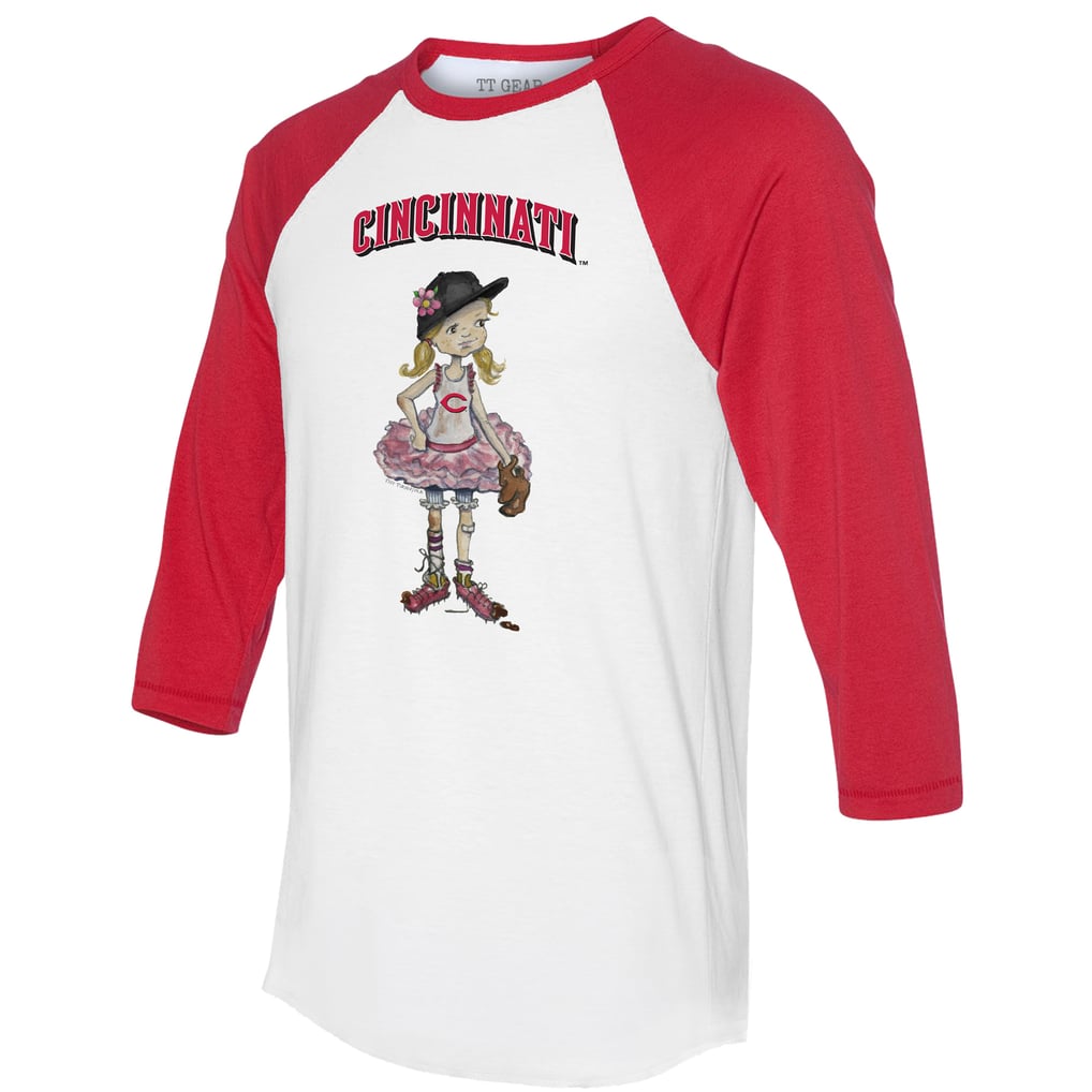Cincinnati Reds Tiny Turnip Women's Babes 3/4-Sleeve Raglan T-Shirt - White/Red