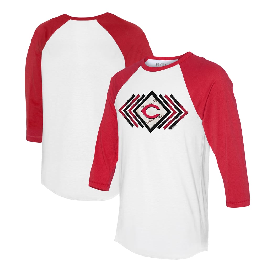 Cincinnati Reds Tiny Turnip Women's Prism Arrows 3/4-Sleeve Raglan T-Shirt - White