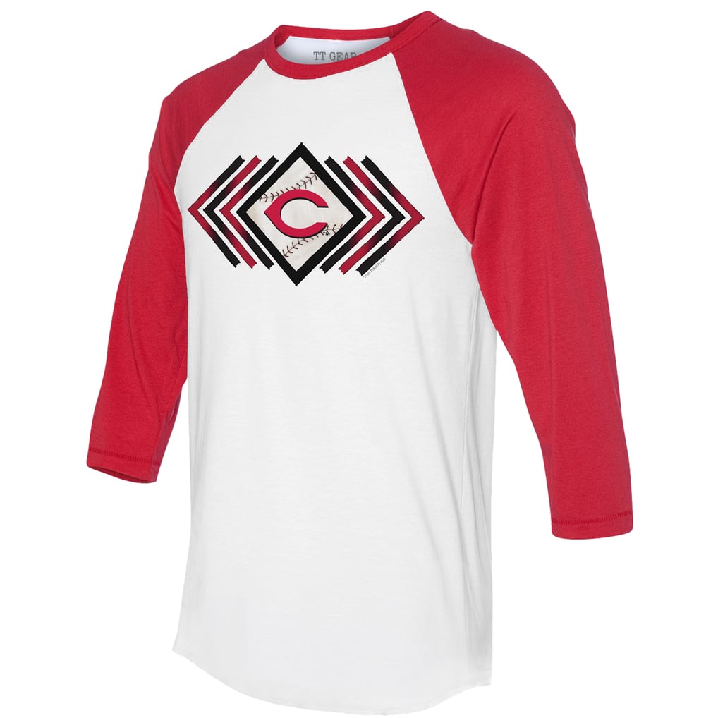 Cincinnati Reds Tiny Turnip Women's Prism Arrows 3/4-Sleeve Raglan T-Shirt - White