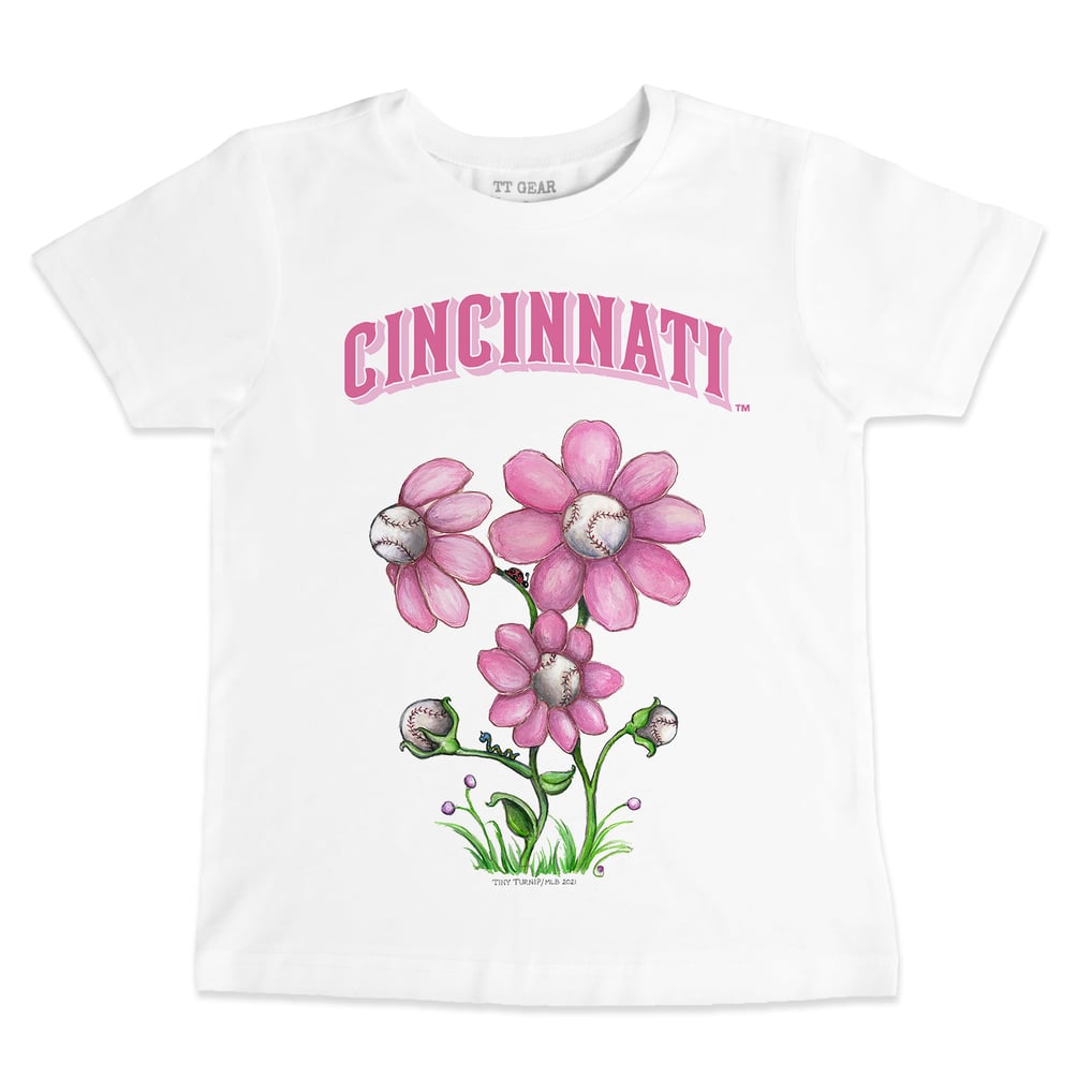 Cincinnati Reds Tiny Turnip Youth Blooming Baseballs T-Shirt - White