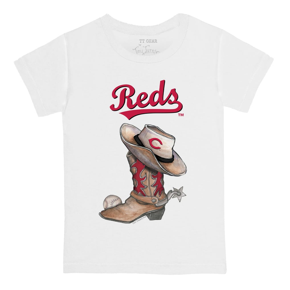 Cincinnati Reds Tiny Turnip Youth Cowboy Boot T-Shirt - White