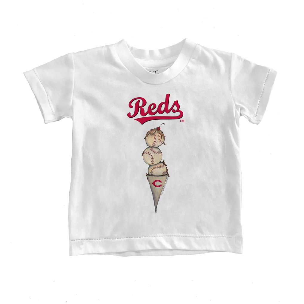 Cincinnati Reds Tiny Turnip Youth Triple Scoop T-Shirt - White