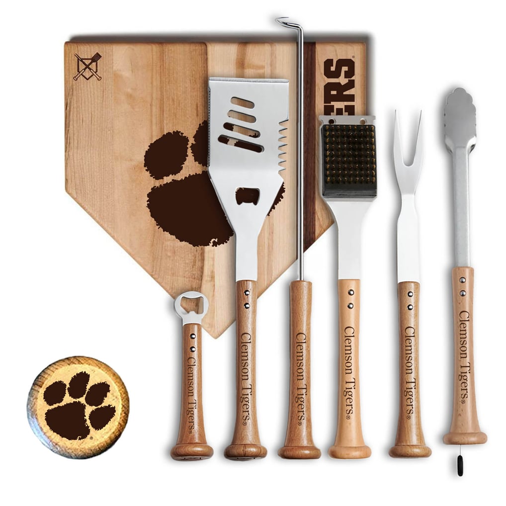 Clemson Tigers Baseball BBQ 12” Cutting Board & 6-Piece Grill Set Bundle