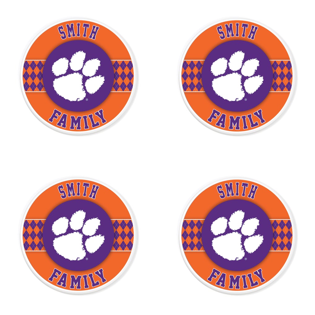 Clemson Tigers 4" Personalized Circular Coasters 4-Pack Set