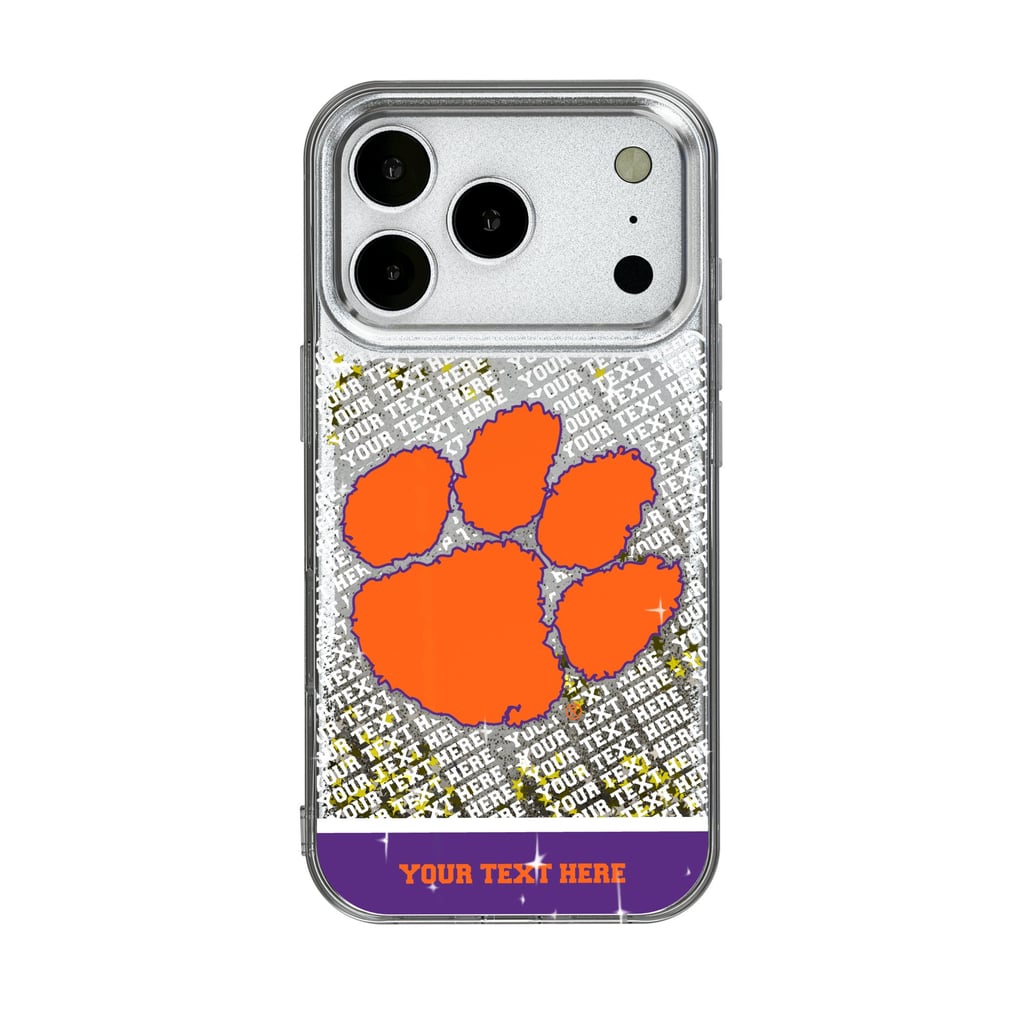 Clemson Tigers iPhone Endzone Personalized Glitter Case