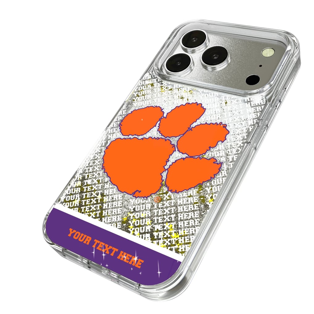 Clemson Tigers iPhone Endzone Personalized Glitter Case