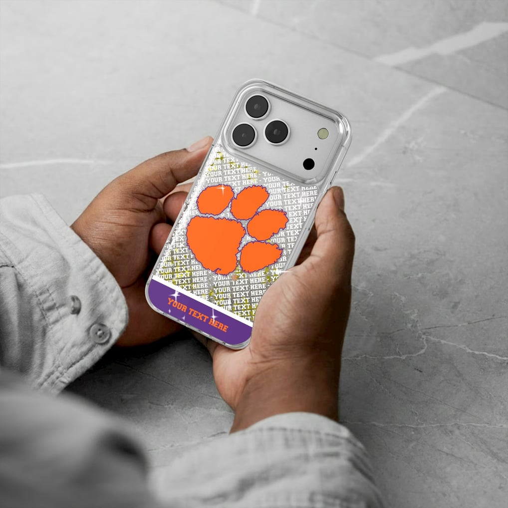 Clemson Tigers iPhone Endzone Personalized Glitter Case