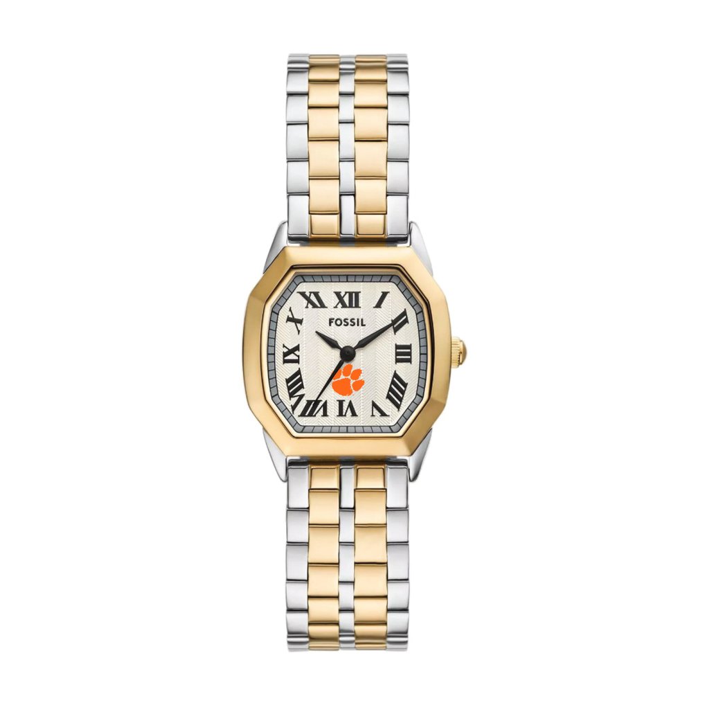  Clemson Tigers Fossil Harlow Three-Hand Two-Tone Stainless Steel Watch