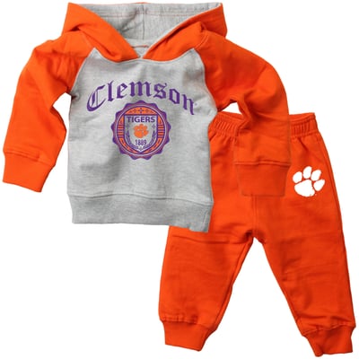  Clemson Tigers Wes & Willy Infant Raglan Hoodie and Sweatpants Set - Orange