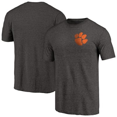 Clemson Tigers Left Chest Distressed Logo Tri-Blend T-Shirt - Black