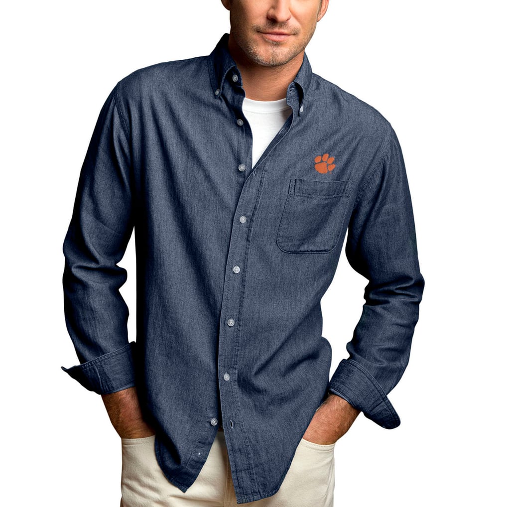 Clemson Tigers Hudson Denim Long Sleeve Button-Down Shirt - Blue