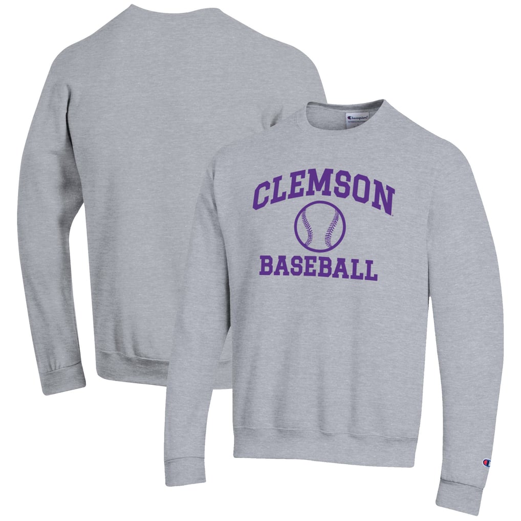 Clemson Tigers Champion Baseball Icon Crewneck Pullover Sweatshirt - Gray