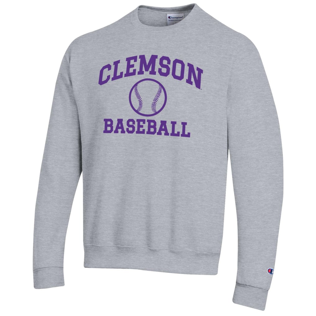 Clemson Tigers Champion Baseball Icon Crewneck Pullover Sweatshirt - Gray