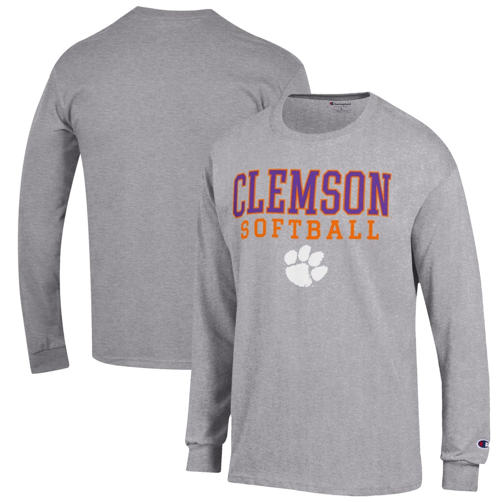 Clemson Tigers Champion Softball Stack Long Sleeve T-Shirt - Gray