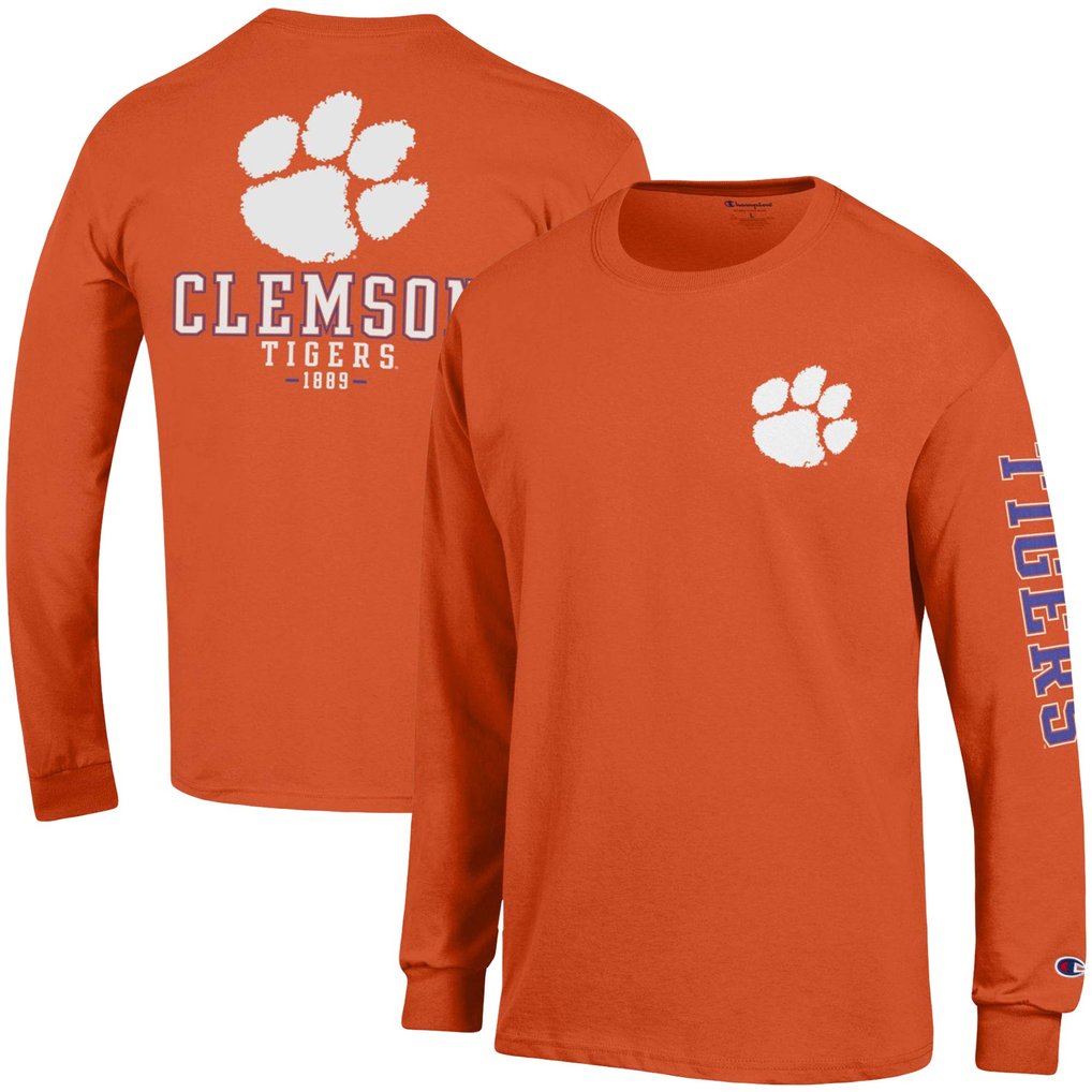 Clemson Tigers Champion Team Stack Long Sleeve T-Shirt - Orange