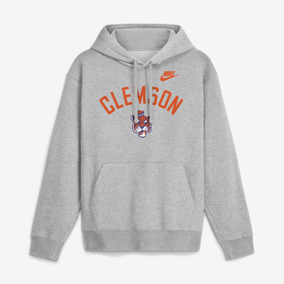 Clemson Tigers Nike Legacy Arch Club Hoodie - Heather Gray