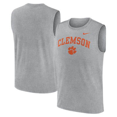 Clemson Tigers Nike Primetime Legend Arch Dri-FIT Muscle Tank Top - Heather Gray