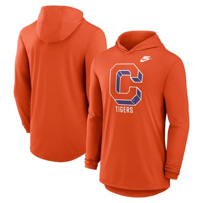 Clemson Tigers Nike Legacy Tri-Blend Dri-FIT Long Sleeve Hoodie T-Shirt - Orange