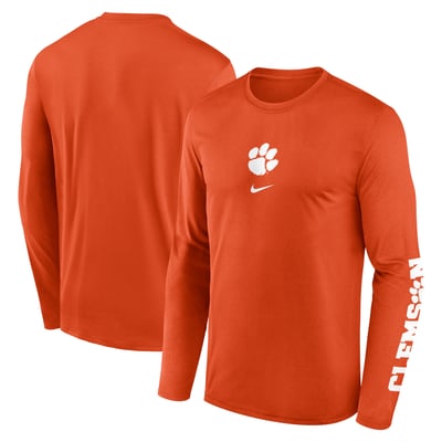  Clemson Tigers Nike Primetime Two-Hit Legend Dri-FIT Long Sleeve T-Shirt - Orange