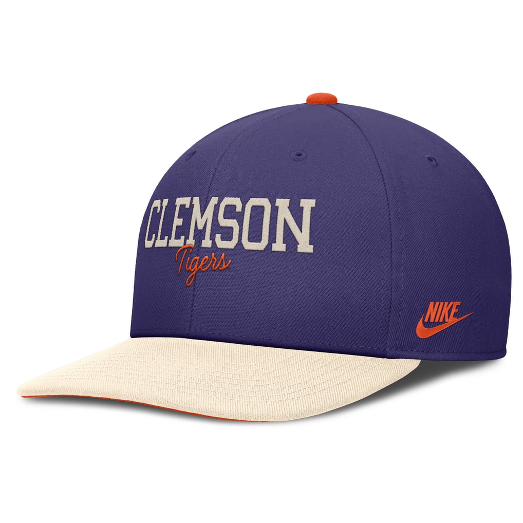 Clemson Tigers Nike Pro Legacy Script Snapback Hat - Purple/Cream