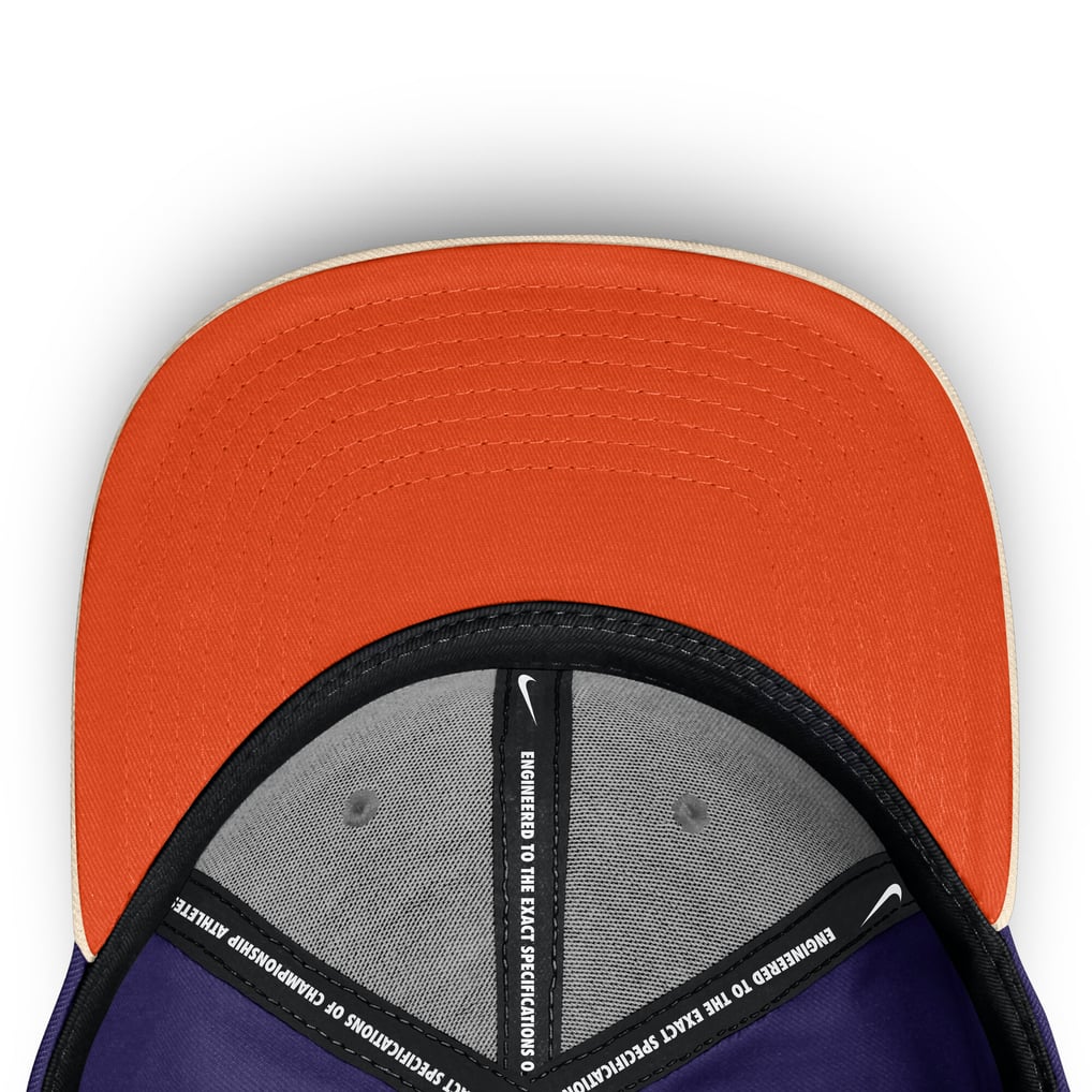 Clemson Tigers Nike Pro Legacy Script Snapback Hat - Purple/Cream