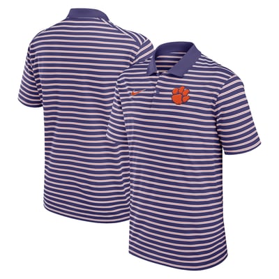 Clemson Tigers Nike Primetime Victory Striped Dri-FIT Polo - Purple/White