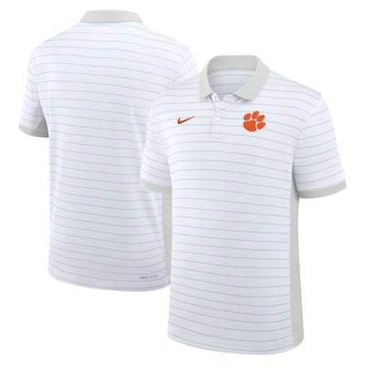 Clemson Tigers Nike 2026 Early Season Coaches Sideline Victory Stripe Dri-FIT Polo - White