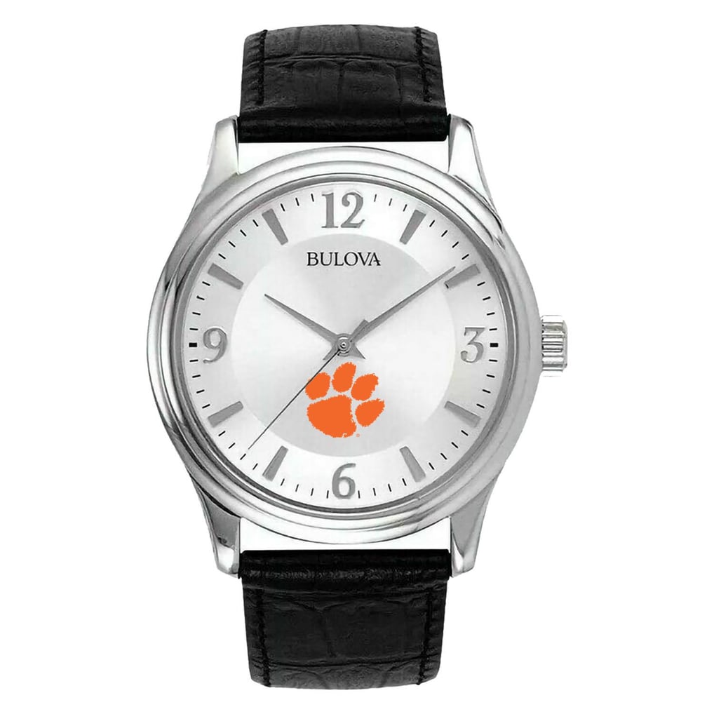 Clemson Tigers Leather Watch - Silver